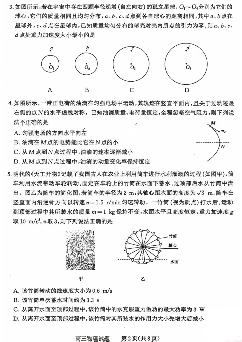 《2026届高三年级第一次模拟考试质量监测试卷物理_12.2026年4月全国各地高考模拟卷_2026届山西省高三年级第一次模拟考试质量监测》第2页预览