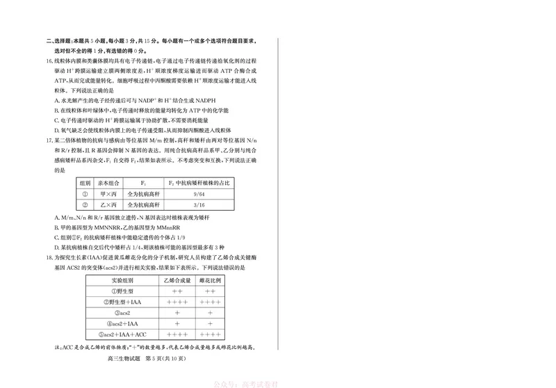 《26德州一模-生物试题_12.2026年4月全国各地高考模拟卷_2026届山东省德州市高三一模考试》第5页预览