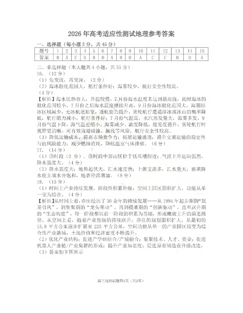 《2026年高考适应性测试地理答案_2024-2027高三（6-6月题库）_2026年05月高三试卷_260513山东省烟台市2026年高考适应性测试（烟台二模）（全科）》第1页预览