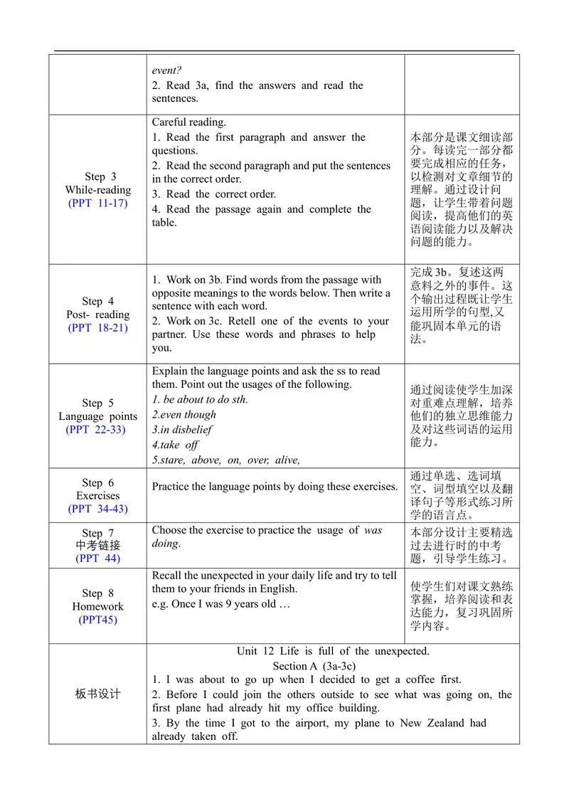 《Unit12SectionA3a-3c_初中英语789_旧版人教版英语九年级全册_旧版可参考_02.英语9全一册-表格式全英教案+PPT课件+朗读第2套_全英教案_Unit12（教案）_Unit12SectionA3a-3c》第2页预览