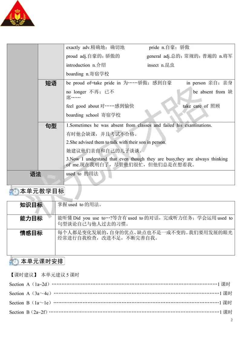 《SectionA第1课时(导学案)_初中英语789_26秋最新人教版英语九年级上册_26秋人教九上_39、赠送其它资料_旧版资料_2.精品教案_人教版英语9年级上教案教案0_Unit4_第1课时》第2页预览
