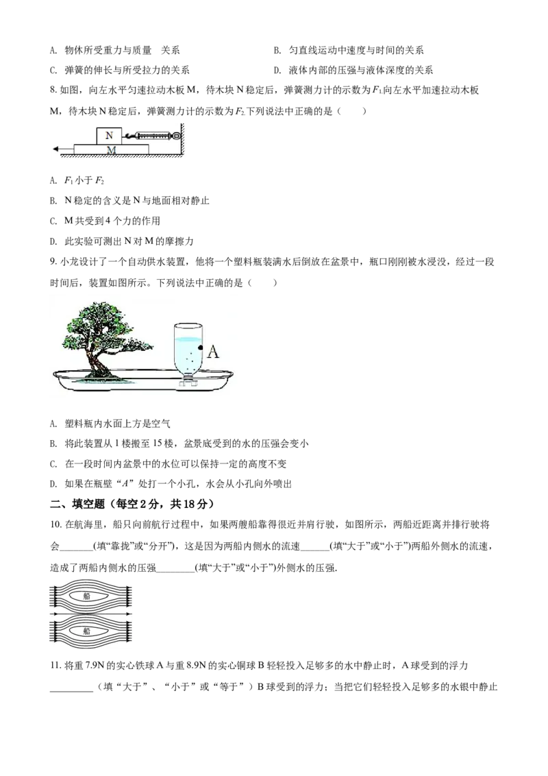 《精品解析：辽宁省沈阳市和平区2019-2020学年八年级（下）期末物理试题（原卷版）_1、初中学习资料_4-4、物理_4-4-4、初二物理下册_2023更新_物理8下：2020年各地月考、期中、期末卷》第3页预览