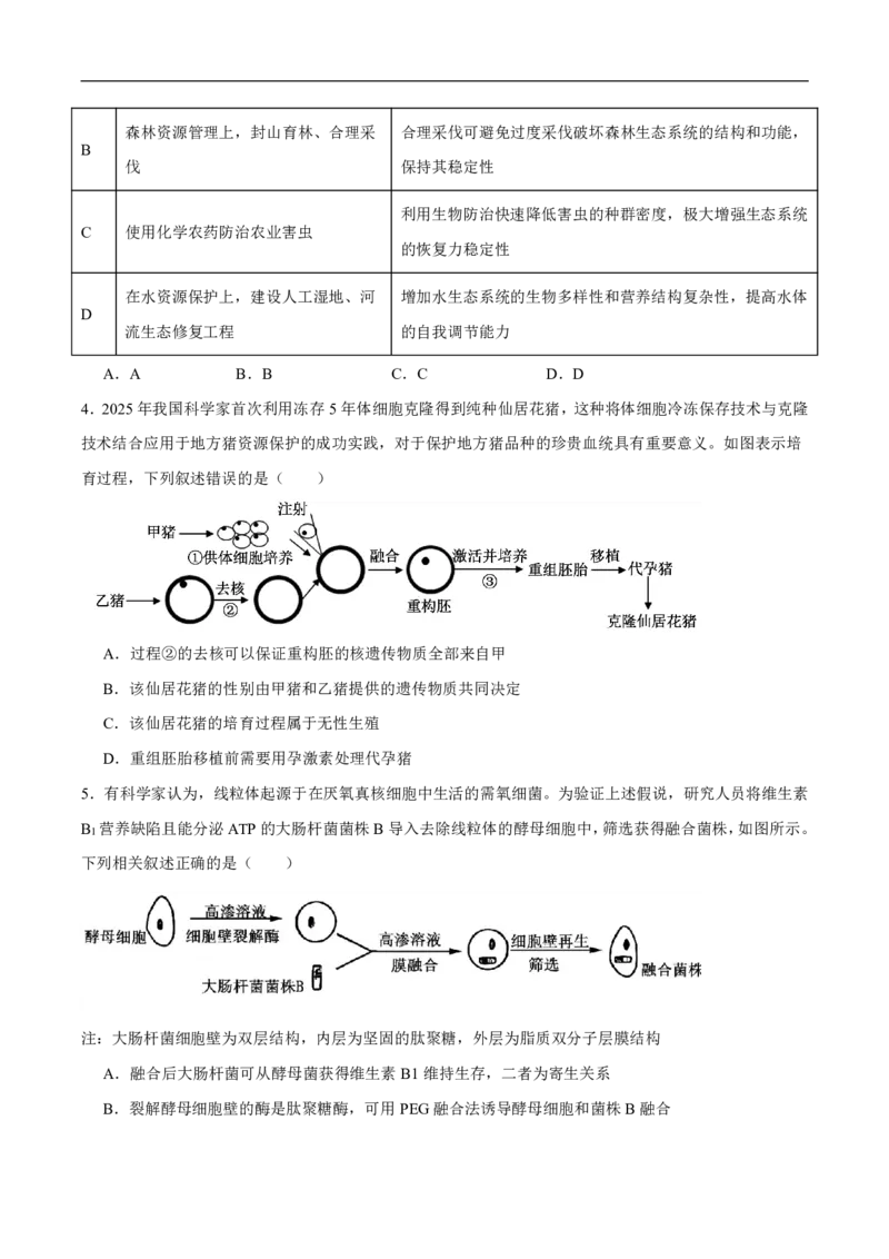 《安徽省六安第一中学2025-2026学年高二下学期期中考试生物试卷（图片版，含答案）_2024-2027高二（7-7月题库）_2026年05月高二试卷》第2页预览