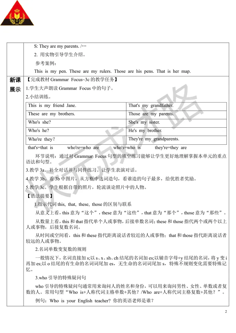 《Unit2第2课时_初中英语789_最新人教版英语七年级上册_七上英语旧版_第二套_人教版英语七年级上册教案_人教版英语七年级上册教案_Unit2》第2页预览
