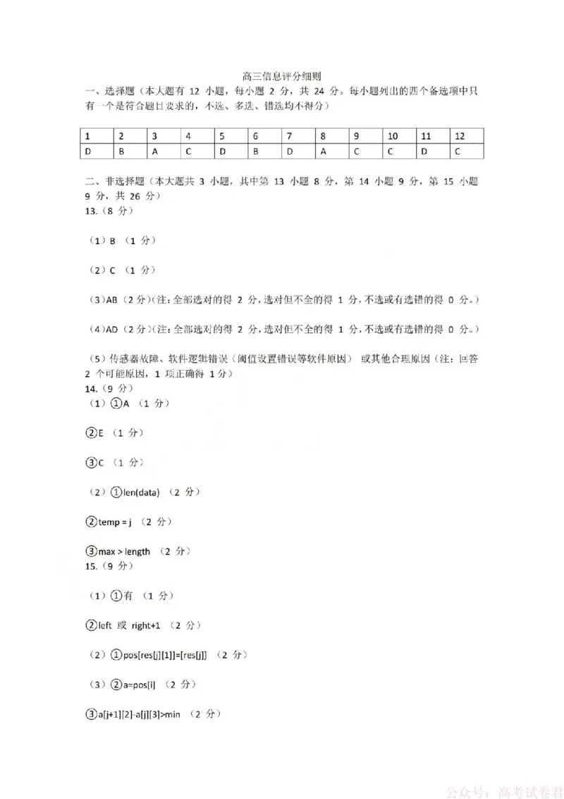 《技术答案-2602浙南七彩精诚金兰_12.2026年4月全国各地高考模拟卷_2026届浙江省高三2月返校联考（七彩浙南精诚金兰）》第4页预览