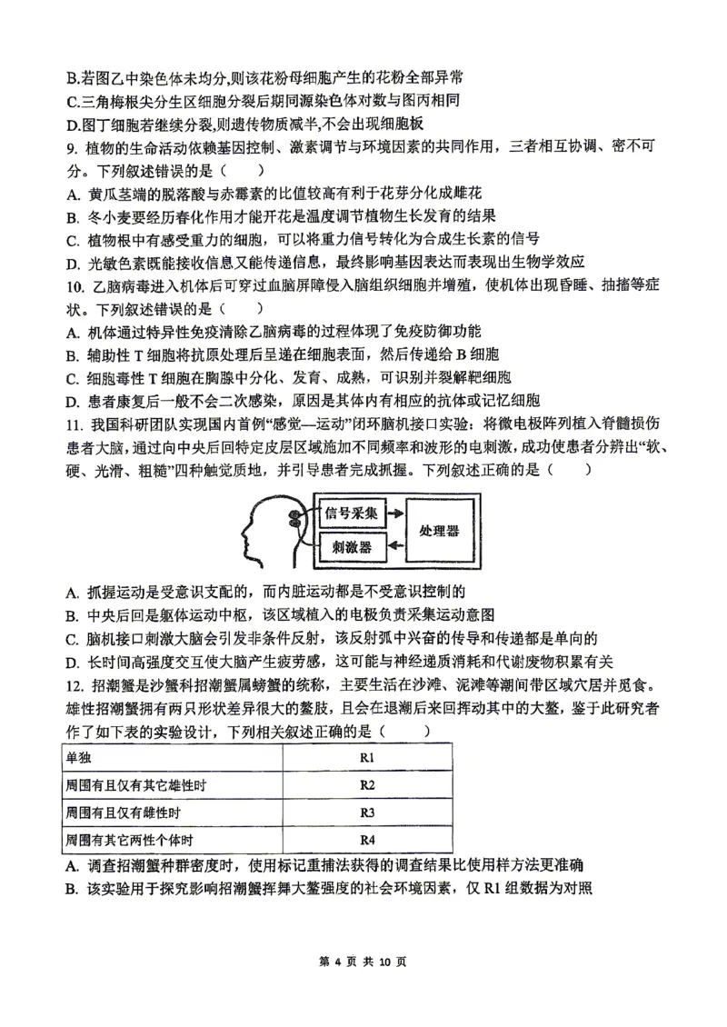 《合肥一中生物学试题_2024-2027高三（6-6月题库）_2026年05月高三试卷_260525安徽省合肥市第一中学2026届高三最后一卷（全科）》第4页预览