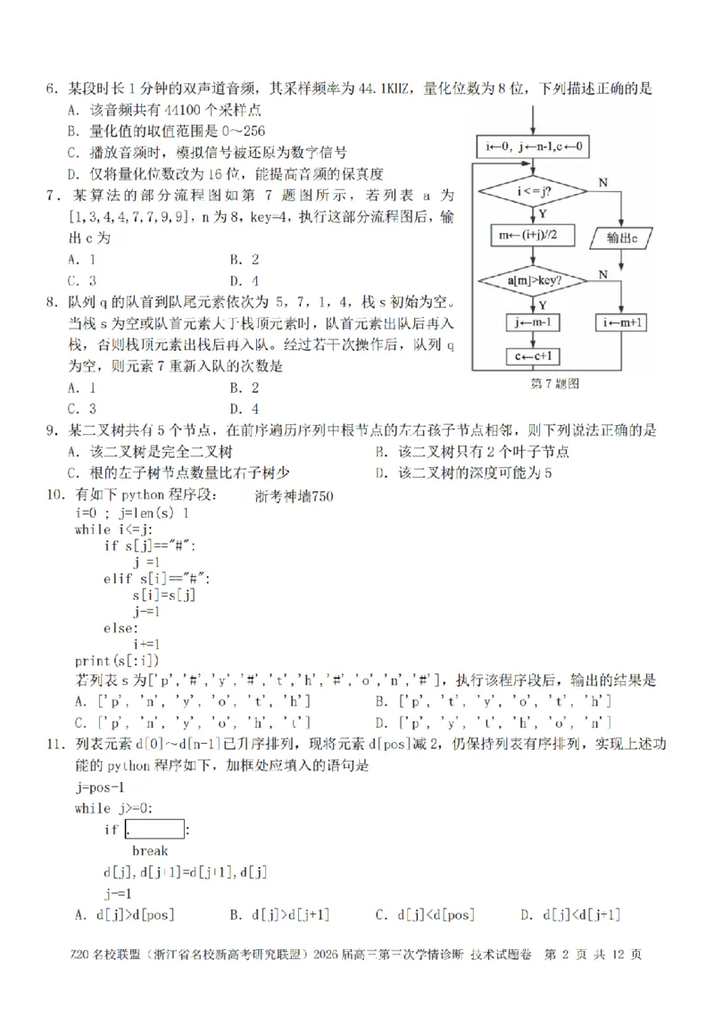 《技术卷-2605Z20联盟_2024-2027高三（6-6月题库）_2026年05月高三试卷_260517浙江省Z20联盟2026届高三年级第三次学情诊断（全科）》第2页预览