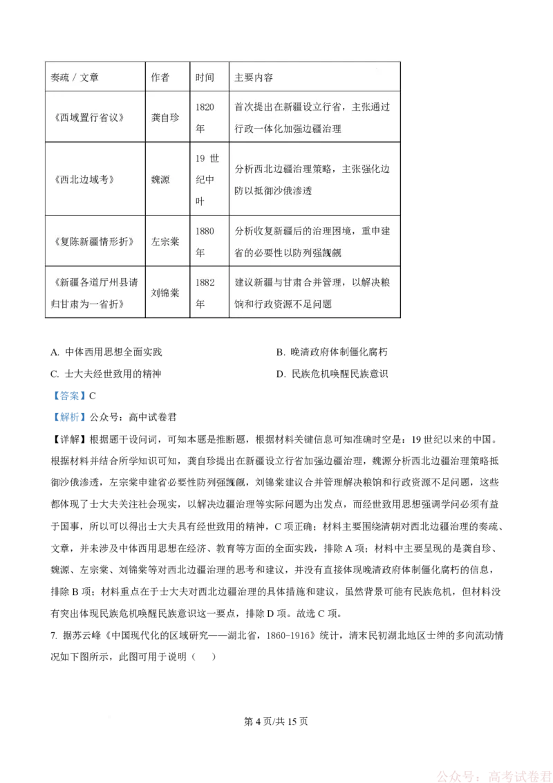 《精品解析：四川省绵阳南山中学2025-2026学年高三下学期第六次教学质量检测历史试题（解析版）_12.2026年4月全国各地高考模拟卷_2026届四川绵阳南山中学高三第六次教学质量检测》第4页预览