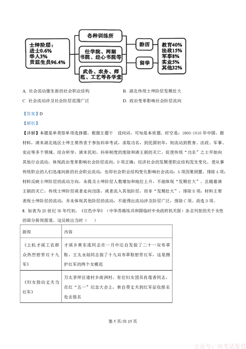 《精品解析：四川省绵阳南山中学2025-2026学年高三下学期第六次教学质量检测历史试题（解析版）_12.2026年4月全国各地高考模拟卷_2026届四川绵阳南山中学高三第六次教学质量检测》第5页预览