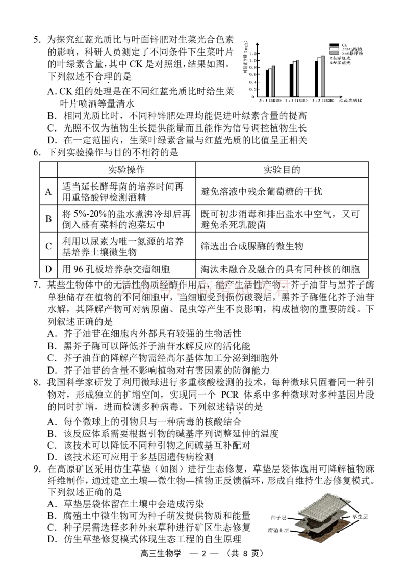 《福州市2026届高中毕业班4月适应性练习生物_副本_12.2026年4月全国各地高考模拟卷_2026年4月_2026届福建省福州市高三4月适应性练习全科_06生物_福建省福州市高三4月适应性练习》第2页预览