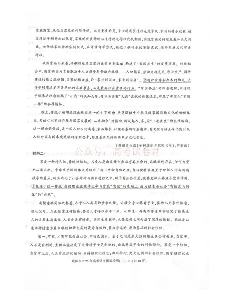 《咸阳市2026年高考模拟检测（二）语文_12.2026年4月全国各地高考模拟卷_2026年陕西省咸阳市高考模拟检测（二）_01语文_陕西省咸阳市高考模拟检测（二）》第2页预览