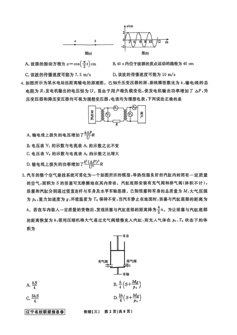 《辽宁省名校联盟2026届高三下学期高考模拟卷（信息卷）（三）物理试卷（含答案）_12.2026年4月全国各地高考模拟卷_2026届辽宁省名校联盟高三下学期高考模拟卷（信息卷）（一二三四）》第2页预览