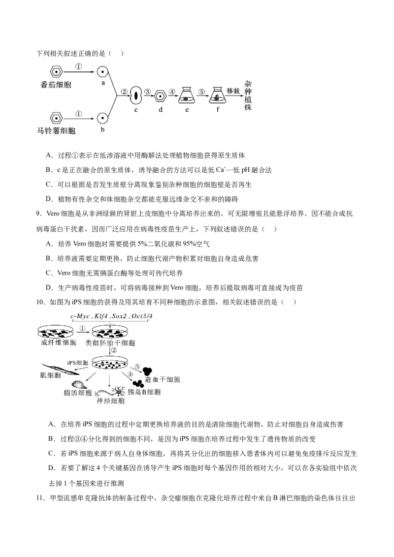 《四川省内江市第一中学2025-2026学年高二下学期期中考试生物试卷(有答案)_2024-2027高二（7-7月题库）_2026年05月高二试卷_260527四川省内江市第一中学2025-2026学年高二下学期期中考试》第3页预览