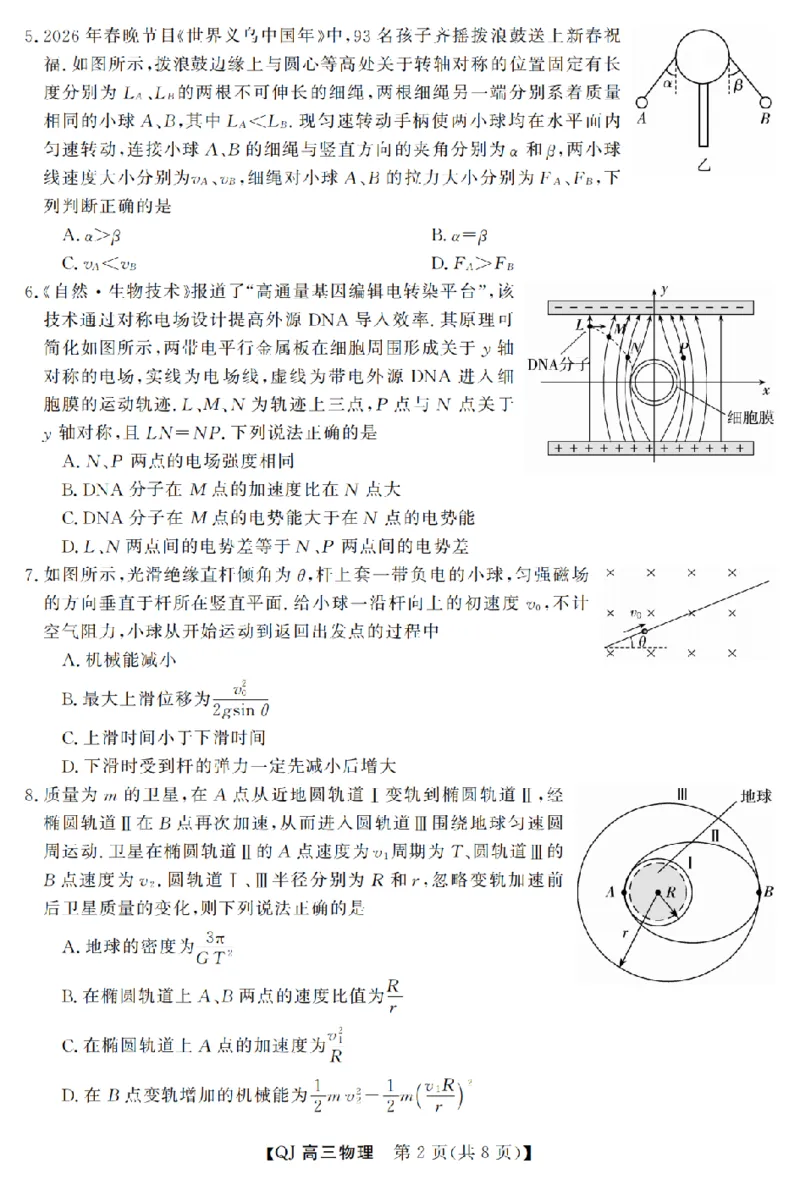 《强基联盟2026年高三5月题库物理_2024-2027高三（6-6月题库）_2026年05月高三试卷_260509浙江省强基联盟2026年高三5月题库（全科）》第2页预览