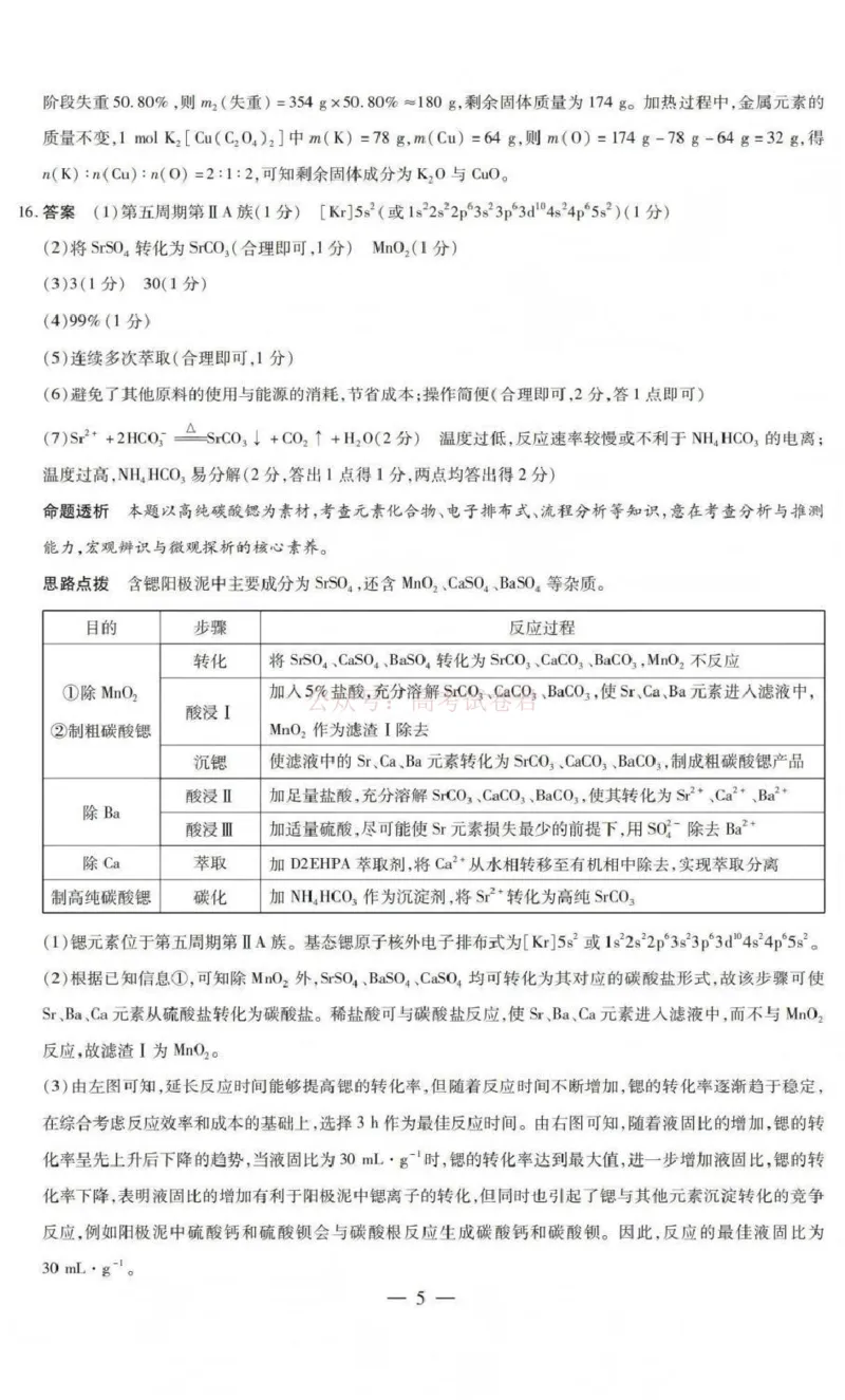 《山西省晋中市2026年3月高三年级调研测试化学答案_12.2026年4月全国各地高考模拟卷_2026届山西省晋中市高三3月调研测试（晋中二模）_化学·2026届山西省晋中市高三3月调研测试（晋中二模）》第5页预览