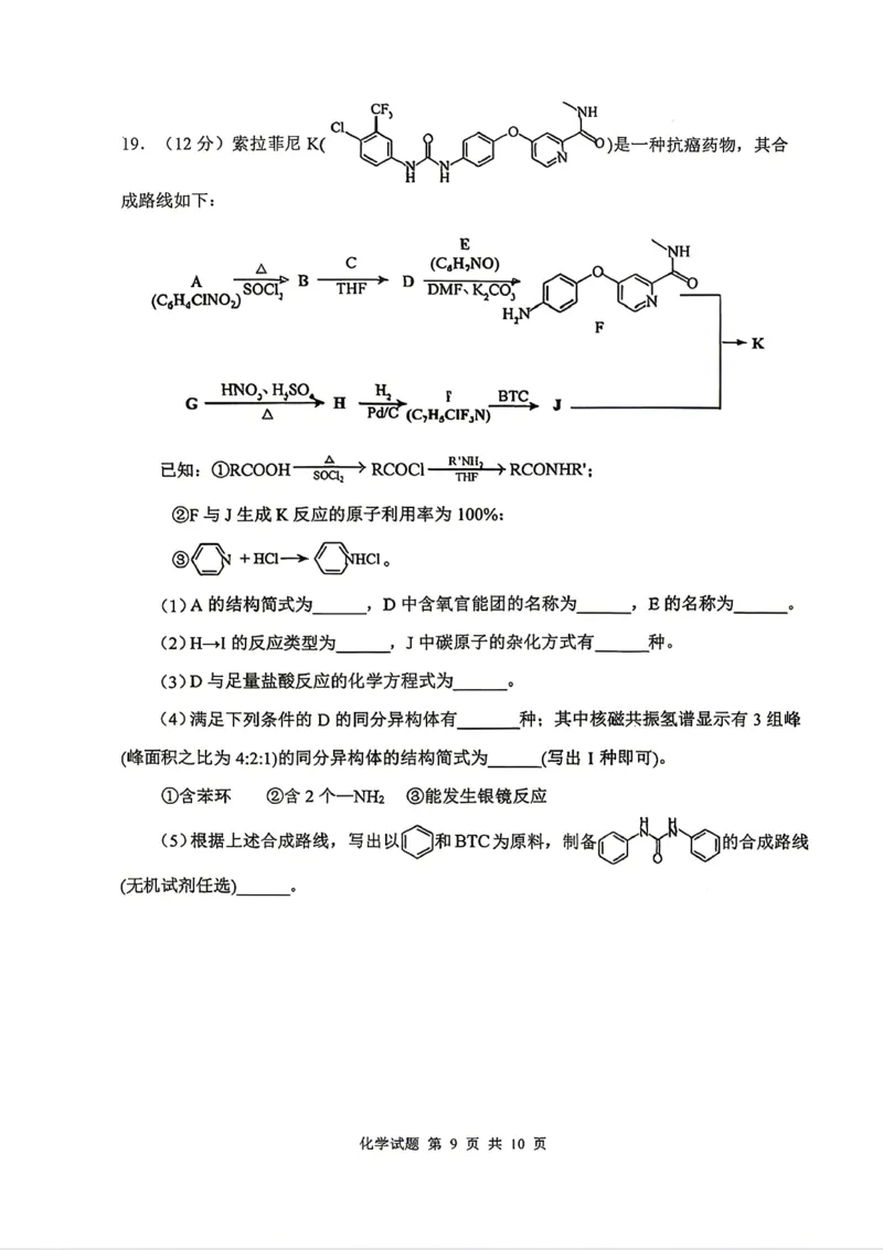 《山东省实验中学2026届高考考前模拟测试化学+答案_2024-2027高三（6-6月题库）_2026年06月高三试卷_260601山东省实验中学2026届高考考前模拟测试（全科）》第9页预览