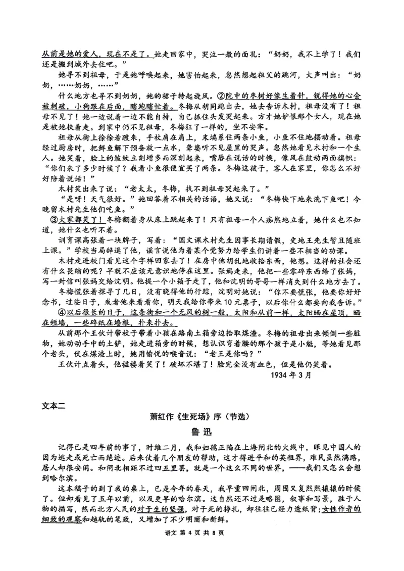 《合肥一中语文试题_2024-2027高三（6-6月题库）_2026年05月高三试卷_260525安徽省合肥市第一中学2026届高三最后一卷（全科）》第4页预览