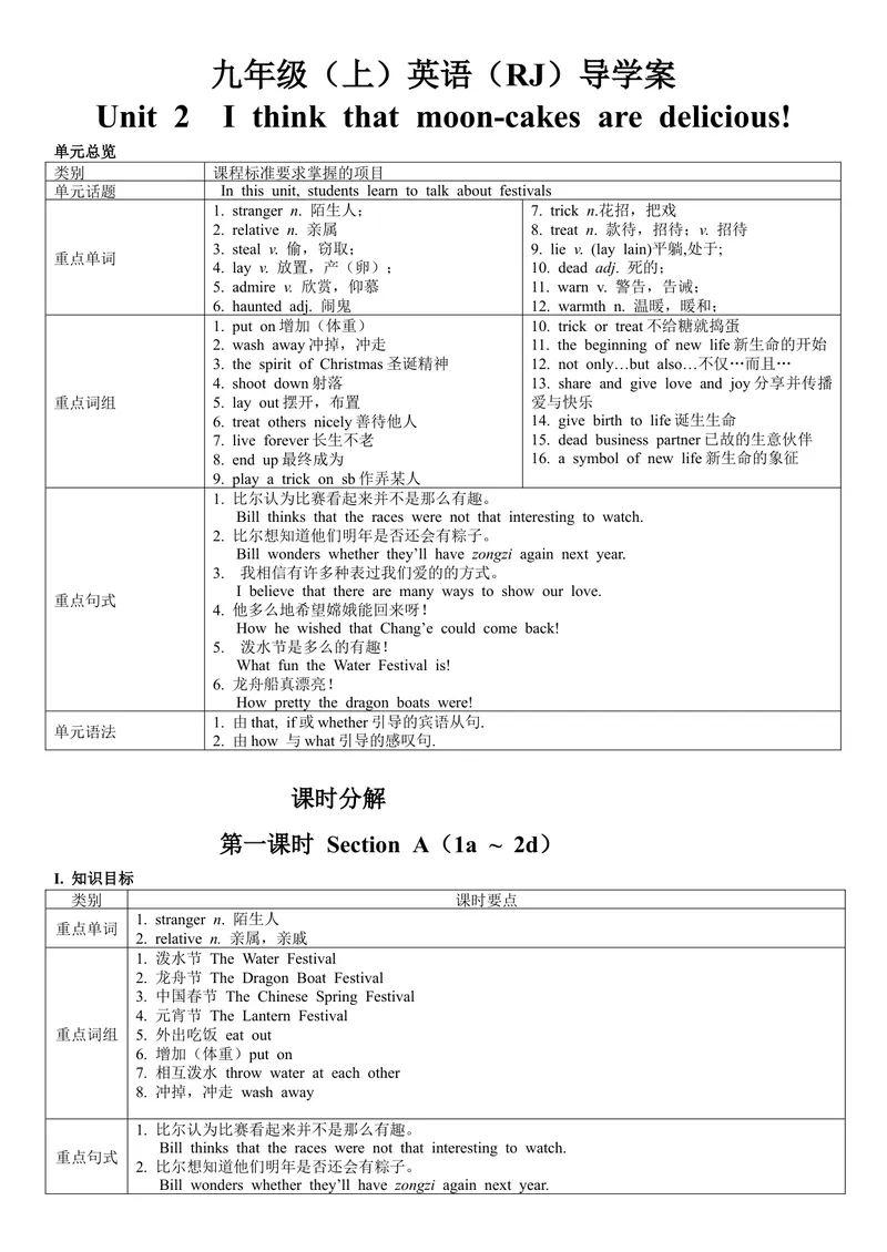 《Unit2导学案_初中英语789_26秋最新人教版英语九年级上册_26秋人教九上_39、赠送其它资料_旧版资料_3.导学案_九英上(RJ)--3导学案及导学课件_Unit2》第1页预览