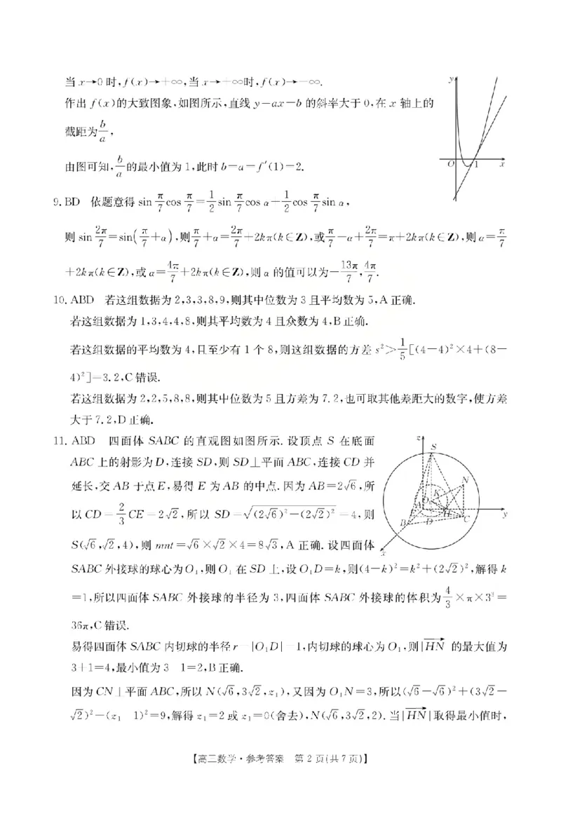 《数学答案_2024-2027高三（6-6月题库）_2026年05月高三试卷_260519山西省运城市2026年高三高考考前适应性测试》第2页预览