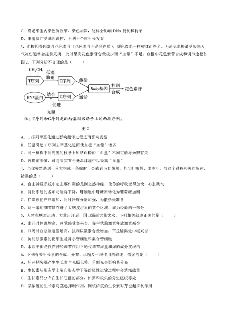 《云南省昭通一中教研联盟2025-2026学年高二下学期期中考试（A卷）生物试卷（扫描版，含答案）_2024-2027高二（7-7月题库）_2026年05月高二试卷》第2页预览
