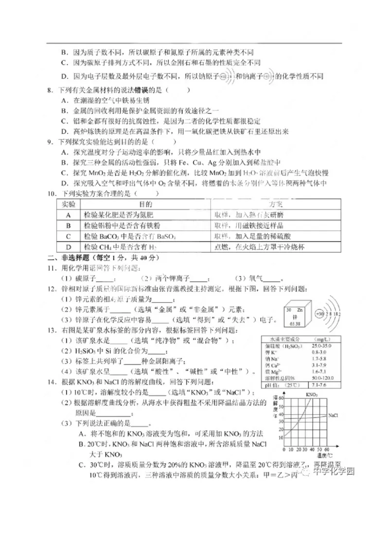 《2020长春化学试卷+答案(word整理版)_12.2026年4月全国各地高考模拟卷_2026版初中金考卷•45套中考试卷汇编系列合集_全国版中考真题(1)_各省市《历年中考真题》2013-2024(10)_吉林》第2页预览