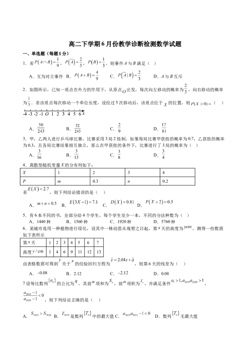 《山东省菏泽第一中学2025-2026学年高二下学期6月阶段检测数学试卷（含答案）_2024-2027高二（7-7月题库）_2026年06月高二试卷_260619山东省菏泽第一中学2025-2026学年高二下学期6月阶段检测》第1页预览
