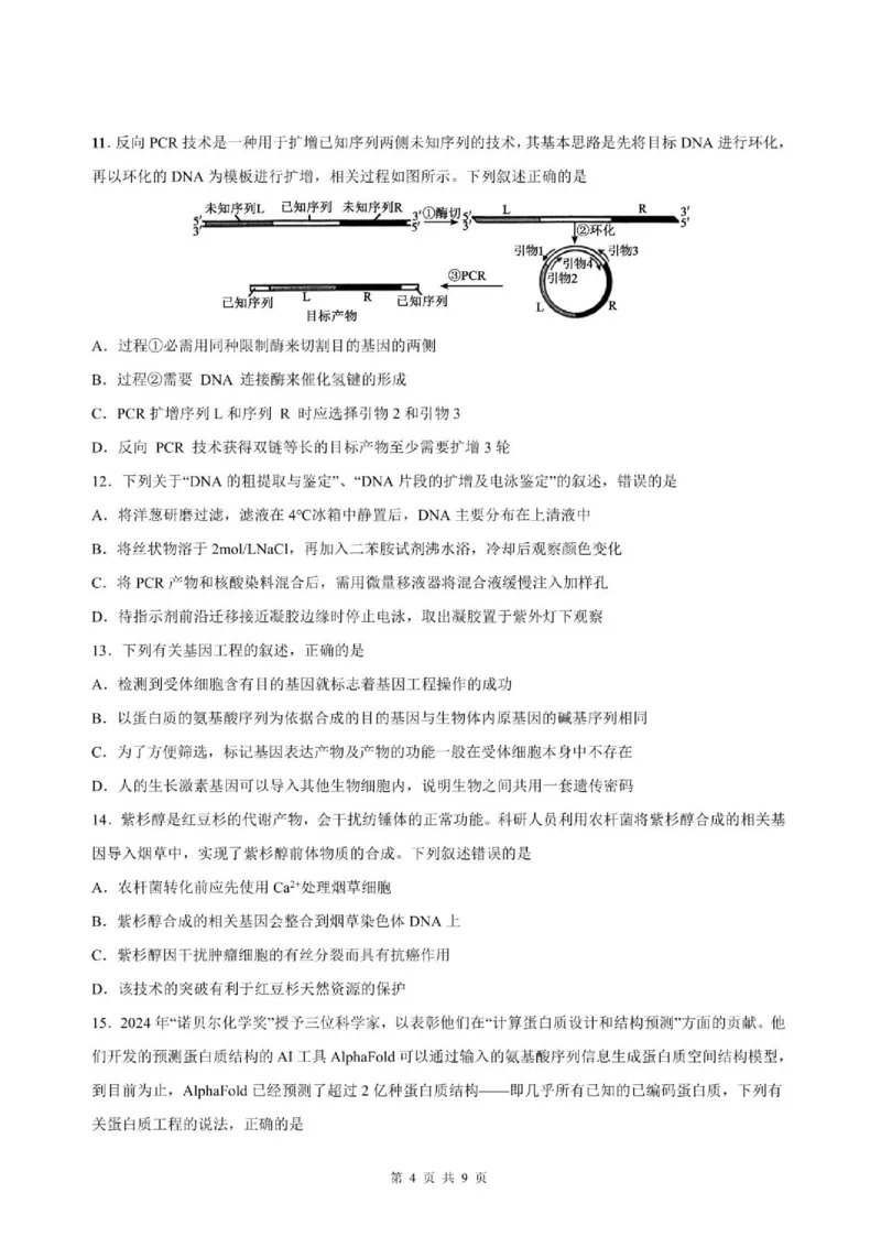 《山东师范大学附属中学2025-2026学年高二下学期期中生物试题_2024-2027高二（7-7月题库）_2026年06月高二试卷_260612山东师范大学附属中学2025-2026学年高二下学期5月期中检测试题（全）》第4页预览
