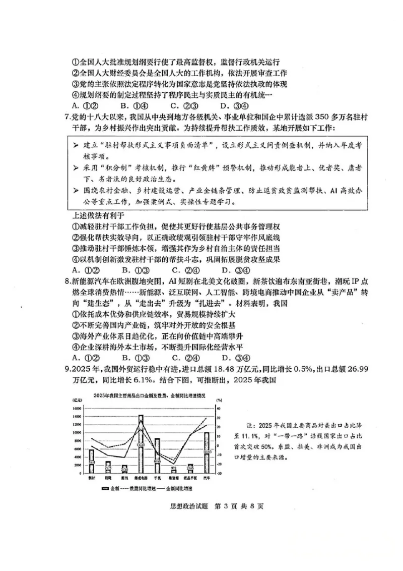 《政治试题卷-2026届青岛二模_2024-2027高三（6-6月题库）_2026年05月高三试卷_260511山东省青岛市2026年高三年级第二次适应性检测（全科）》第3页预览