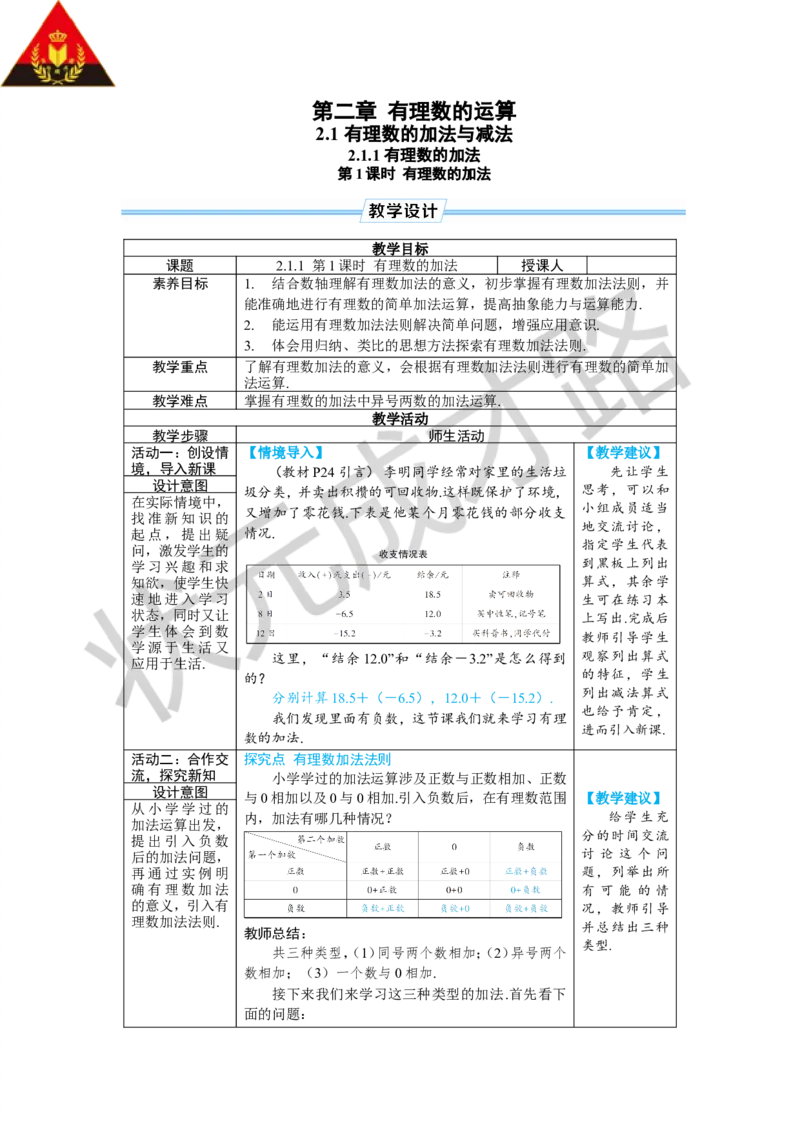 《第1课时有理数的加法_1、初中学习资料_2024秋改版_七上数学最新版课件_人教七上课课件_R7数上教案_第二章有理数的运算_2.1有理数的加法与减法_2.1.1有理数的加法》第1页预览