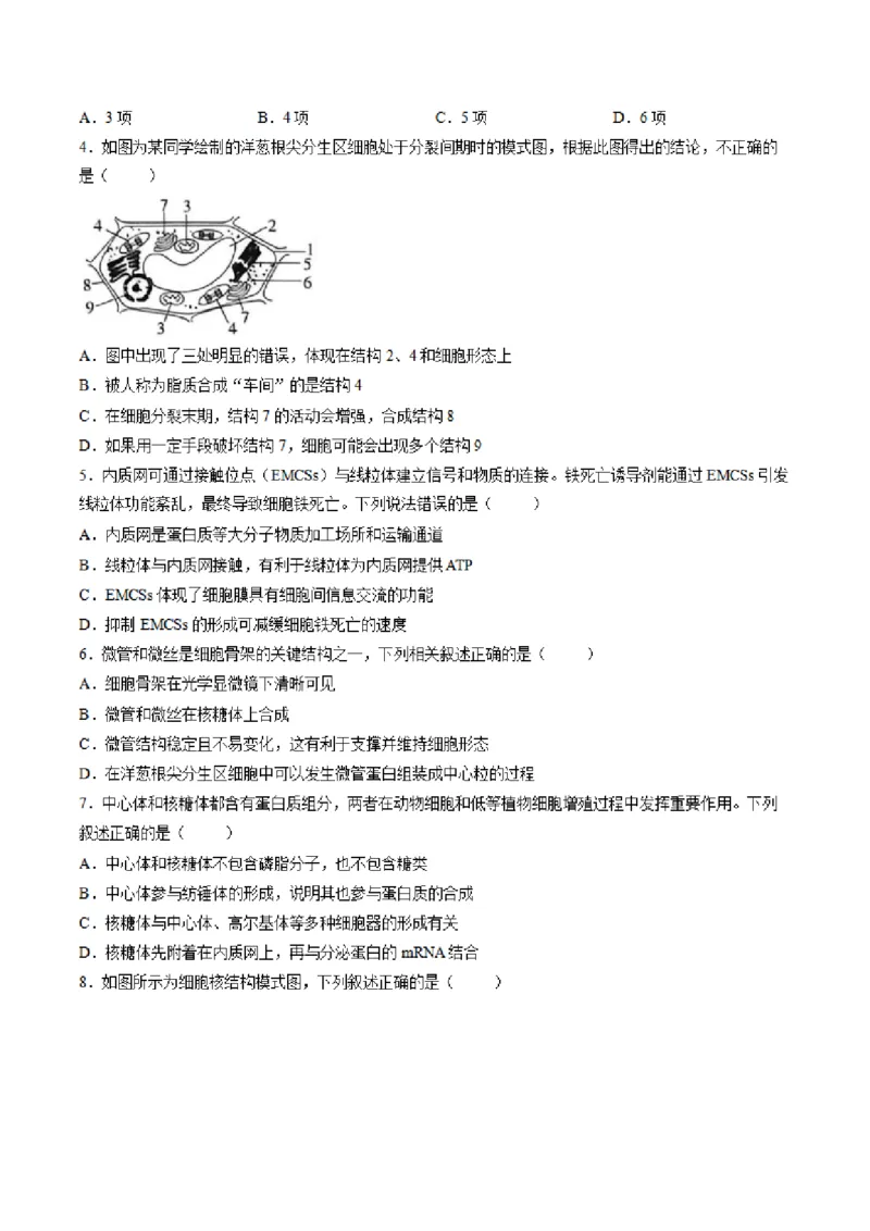《山东省菏泽市鄄城县第一中学2025-2026学年高二下学期6月阶段检测生物试卷（图片版，含答案）(1)_2024-2027高二（7-7月题库）_2026年06月高二试卷》第2页预览