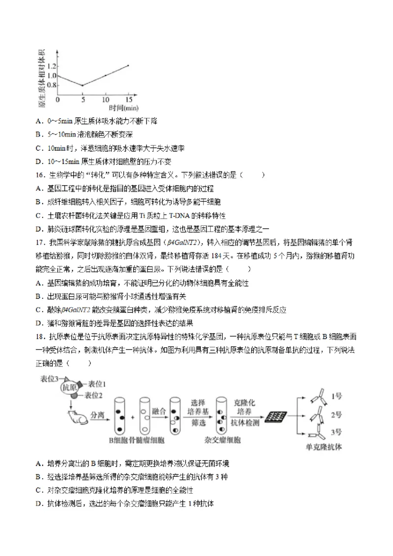 《山东省菏泽市鄄城县第一中学2025-2026学年高二下学期6月阶段检测生物试卷（图片版，含答案）(1)_2024-2027高二（7-7月题库）_2026年06月高二试卷》第5页预览