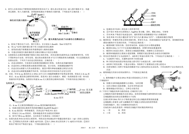 《四川省树德中学2025-2026学年高二下学期5月期中考试生物PDF版含答案（可编辑）_2024-2027高二（7-7月题库）_2026年05月高二试卷》第2页预览