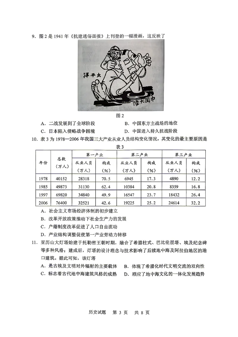 《山东省实验中学2026届高考考前模拟测试历史+答案_2024-2027高三（6-6月题库）_2026年06月高三试卷_260601山东省实验中学2026届高考考前模拟测试（全科）》第3页预览