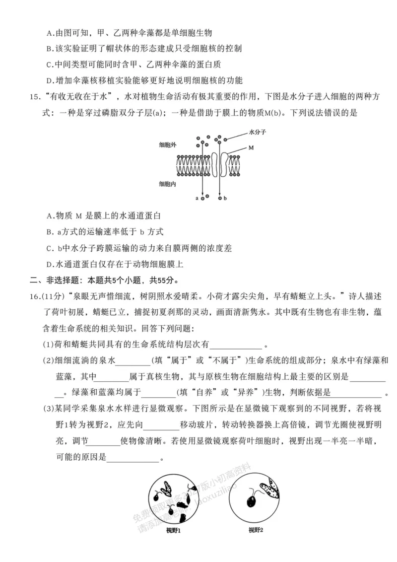 《安徽省“皖南八校”2025-2026学年高一上学期期中考试生物PDF版含解析_2026年高一《月考+期中考+阶段性检测真题合集》全国各省全科无水印》第4页预览