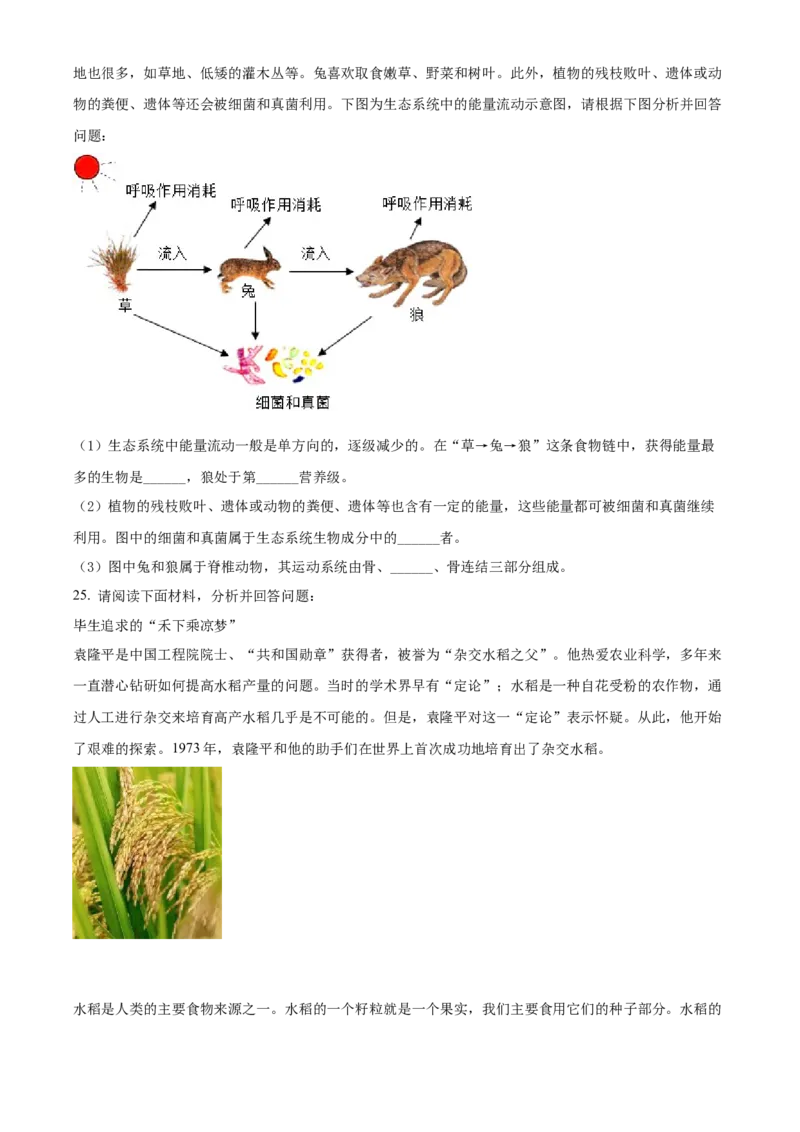 《辽宁省沈阳市2021年中考生物真题（原卷版）_12.2026年4月全国各地高考模拟卷_2026版初中金考卷•45套中考试卷汇编系列合集_全国版中考真题(1)_辽宁各地中考_辽宁生物（24）》第4页预览