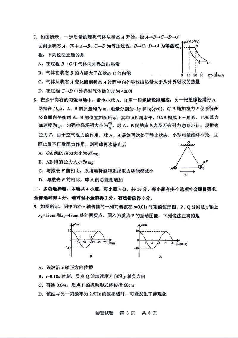 《山东省实验中学2026届高考考前模拟测试物理+答案_2024-2027高三（6-6月题库）_2026年06月高三试卷_260601山东省实验中学2026届高考考前模拟测试（全科）》第3页预览