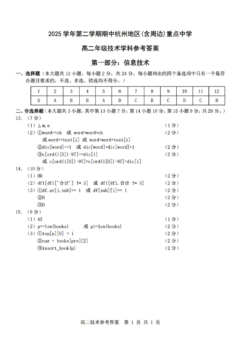 《技术试题卷答案_2024-2027高二（7-7月题库）_2026年04月高二试卷_260426杭州地区(含周边)重点中学2025学年高二第二学期期中联考（全科）》第1页预览