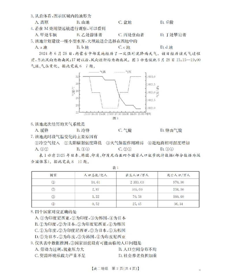 《地理试题卷_2024-2027高二（7-7月题库）_2026年04月高二试卷_260426河南省南阳市金太阳2026年春季高二年级阶段性学情检测（全科）》第2页预览