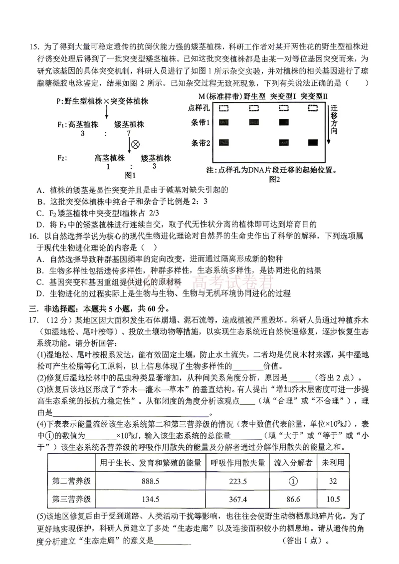 《江西省宜春市2026届高三模拟考试生物_12.2026年4月全国各地高考模拟卷_2026年4月_2026年江西省宜春市高三模拟考试_06生物_江西省宜春市高三模拟考试》第5页预览
