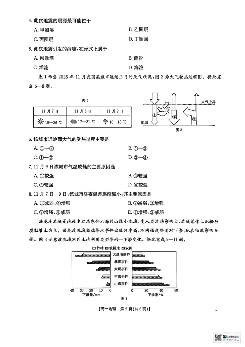 《桂林、贵港2025-12月联考高一地理试卷_2026年高一《月考+期中考+阶段性检测真题合集》全国各省全科无水印_广西壮族自治区贵港市、桂林市2026学年高一上学期12月月考》第2页预览