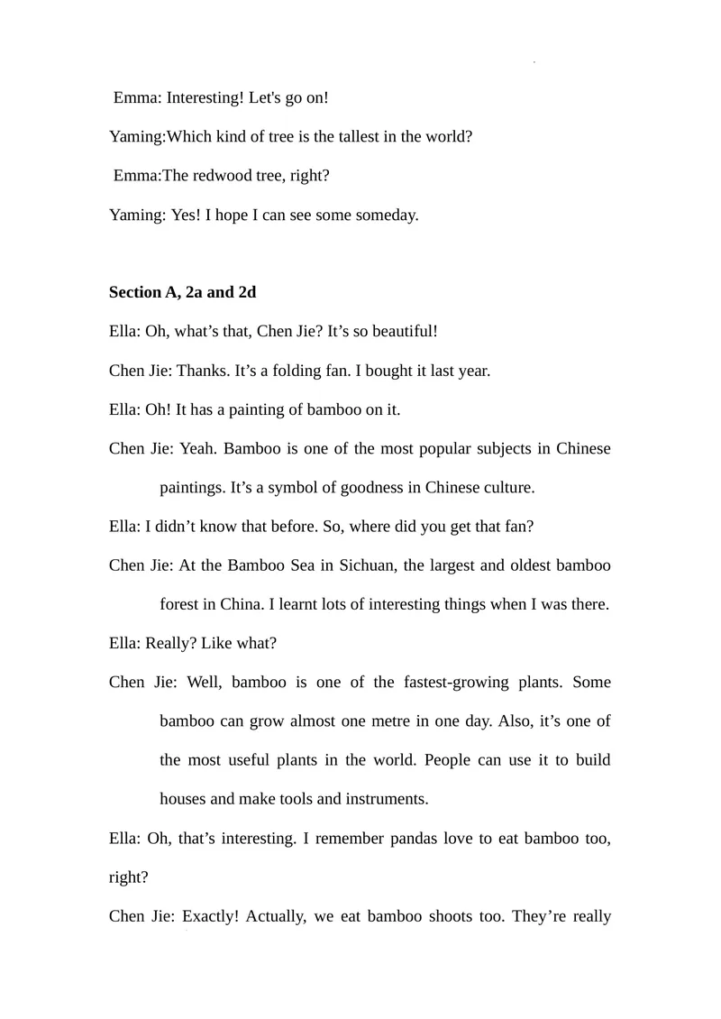 《Unit4AmazingPlantsandAnimals全单元听力材料docx_初中英语789_最新人教版英语八年级上册_新版_初中英语8上新更新第一套可选择_03-05.英语8上-单词音频视频等_04.英语8上-音频+视频》第2页预览