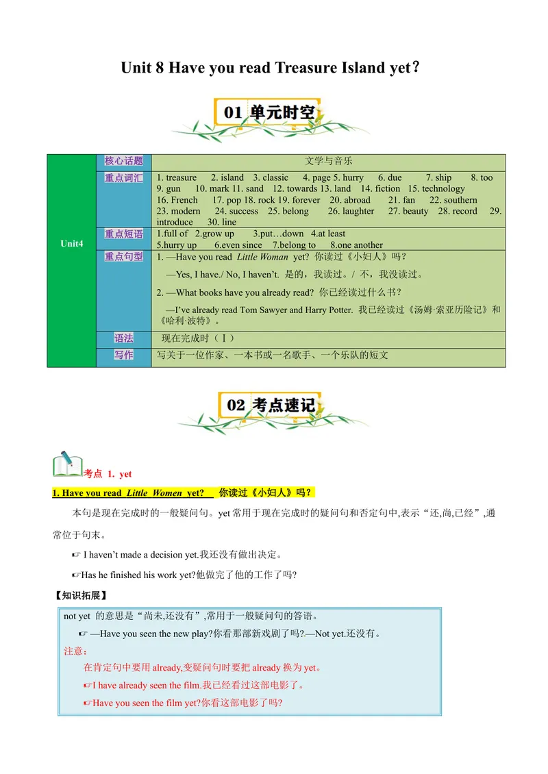 《Unit8（知识清单）（学生版）_初中英语789_最新人教版英语八年级下册_旧版（有参考价值）_版本二_八年级英语下册（人教版）_单元知识复习专项-U122_2024版》第1页预览