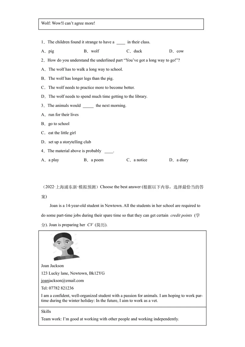 《专题20-阅读理解20篇-（原卷版）_初中英语789_旧版人教版英语九年级全册_旧版可参考_06.英语9全一册-试题_专项训练_专题20-阅读理解20篇》第2页预览
