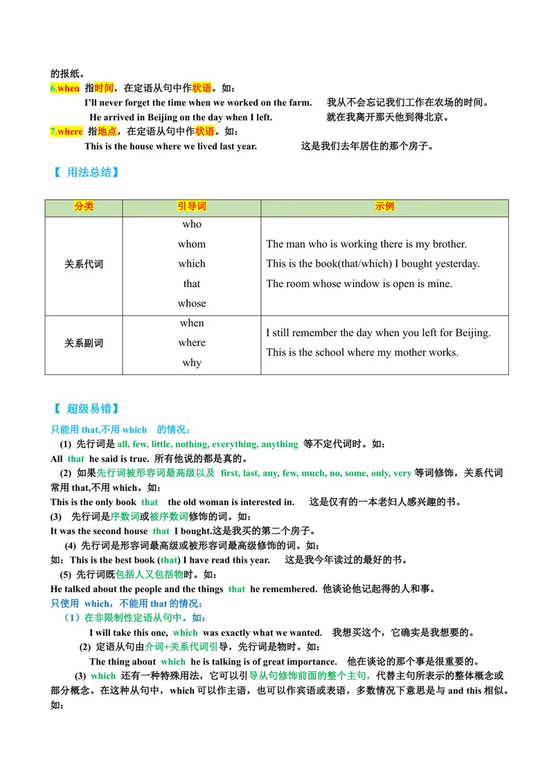 《专题04期末必会核心语法精讲练：定语从句80道-2023-2024学年九年级英语全册期末复习重难点突破（人教版）（原卷版）_初中英语789_旧版人教版英语九年级全册_新更新初中英语9全》第2页预览