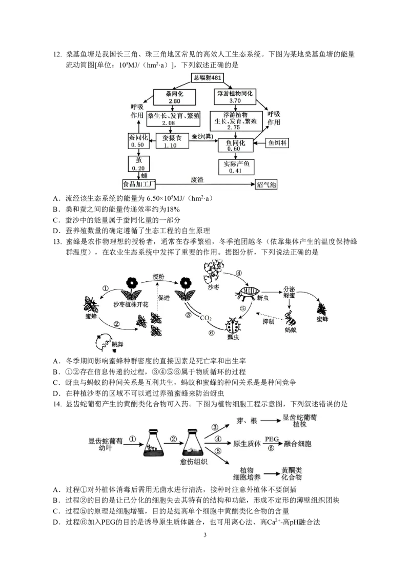 《沈阳二中2025-2026学年度下学期模拟考试高三(26届)生物试题_2024-2027高三（6-6月题库）_2026年06月高三试卷_260603辽宁沈阳市第二中学2025-2026学年高三下学期考前自测试题（全科）》第3页预览