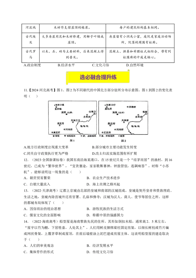 《第10课古代的村落、集镇和城市（分层训练）（学生版）_新版高中_高中历史新版_高中历史选择性必修2（统编版）_大单元教学课件+教学设计-P21_第四单元村落、城镇与居住环境》第3页预览
