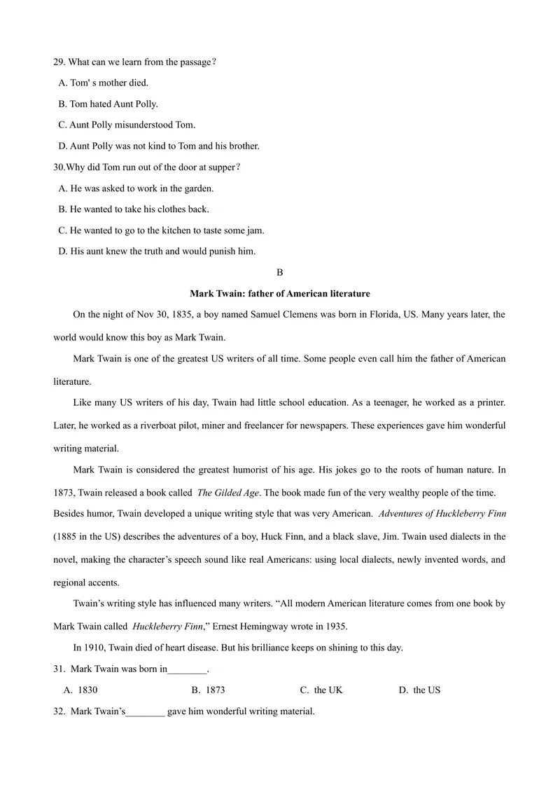 《Unit8单元测试（学生版）_初中英语789_最新人教版英语八年级下册_旧版（有参考价值）_版本二_八年级英语下册（人教版）_大单元教学课件+教学设计-U44_Unit8HaveyoureadTreasureIslandyet》第5页预览