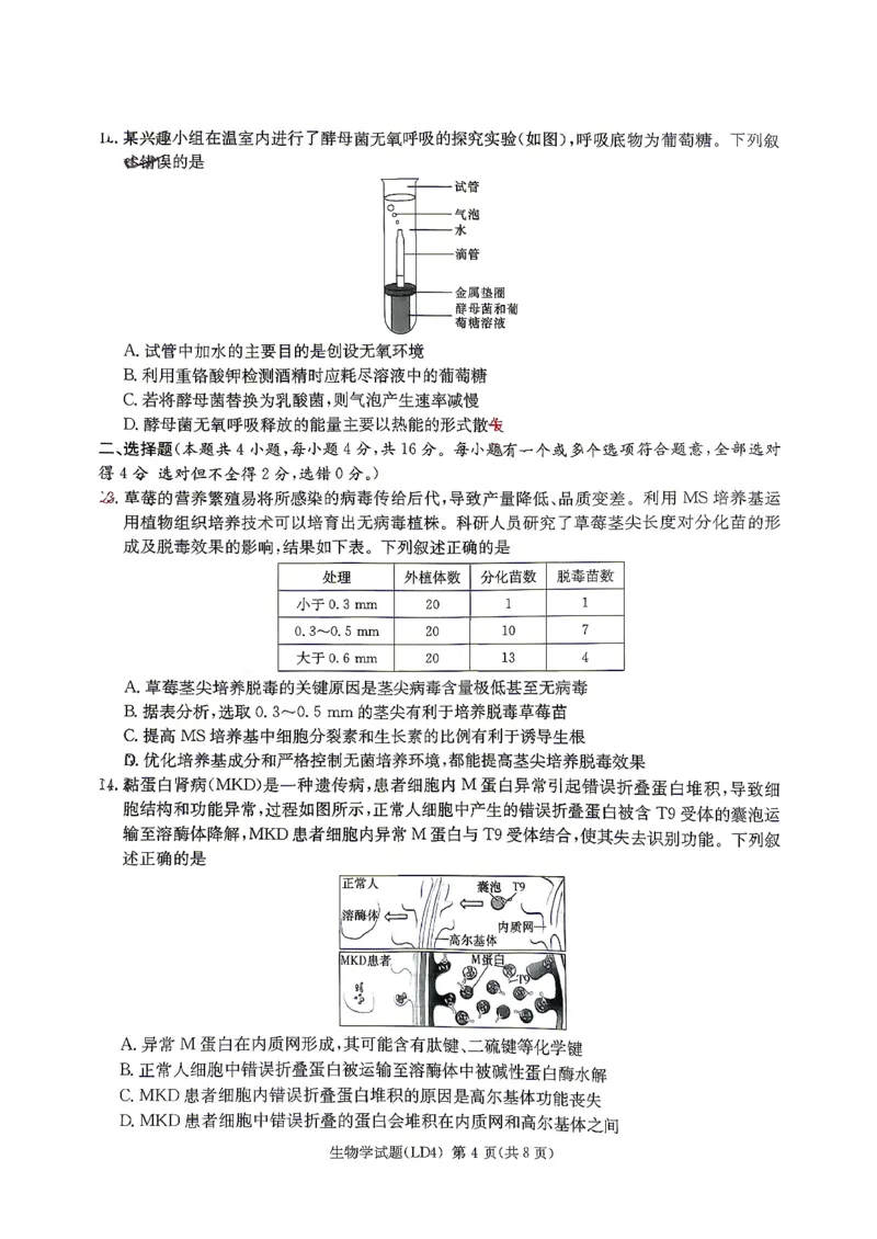 《生物-湖南衡阳市2026届高三下学期第二次联考_2024-2027高三（6-6月题库）_2026年05月高三试卷_260503湖南衡阳市2026届高三下学期第二次联考》第4页预览