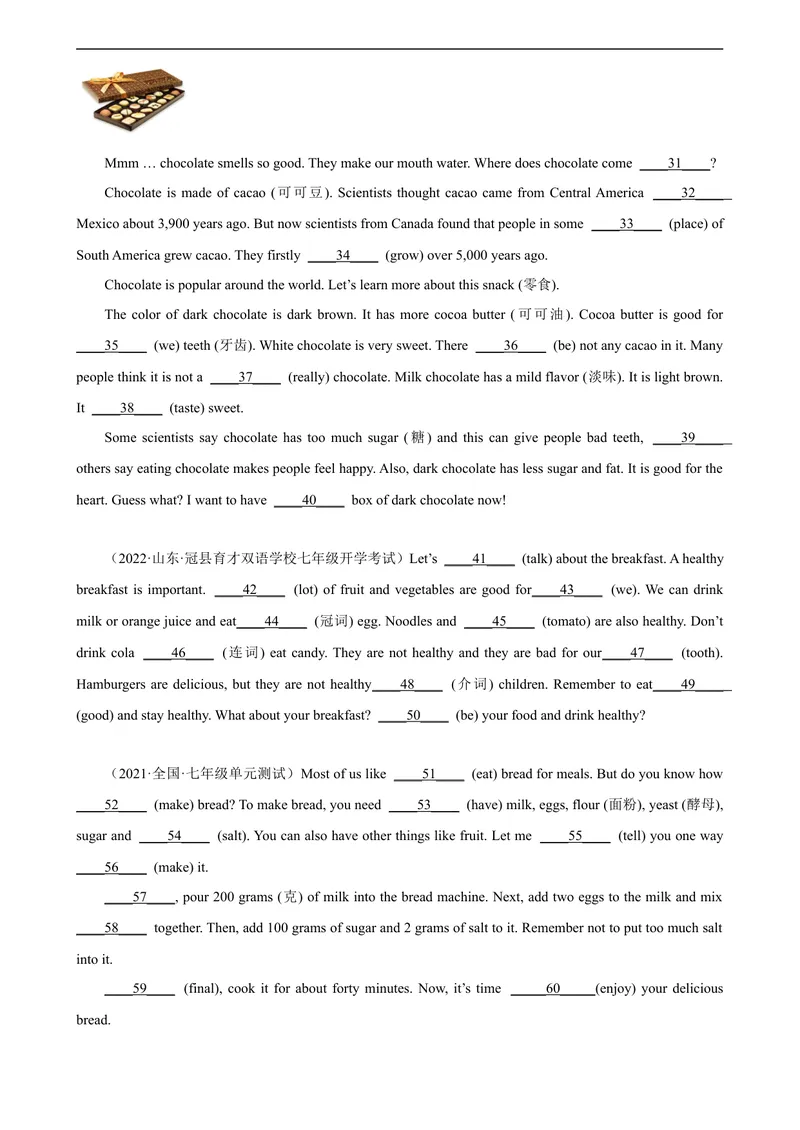 《Unit6单元话题语法填空练习-七年级英语上册单元重难点易错题精练（人教版）_初中英语789_最新人教版英语七年级上册_英语7上最新改版_04.英语7上-试题_专题训练》第2页预览