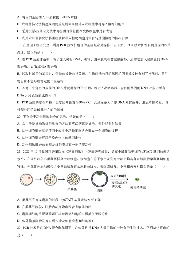 《浙江省台州市台州十校2025-2026学年高二下学期4月期中生物试题Word版无答案_2024-2027高二（7-7月题库）_2026年05月高二试卷》第6页预览